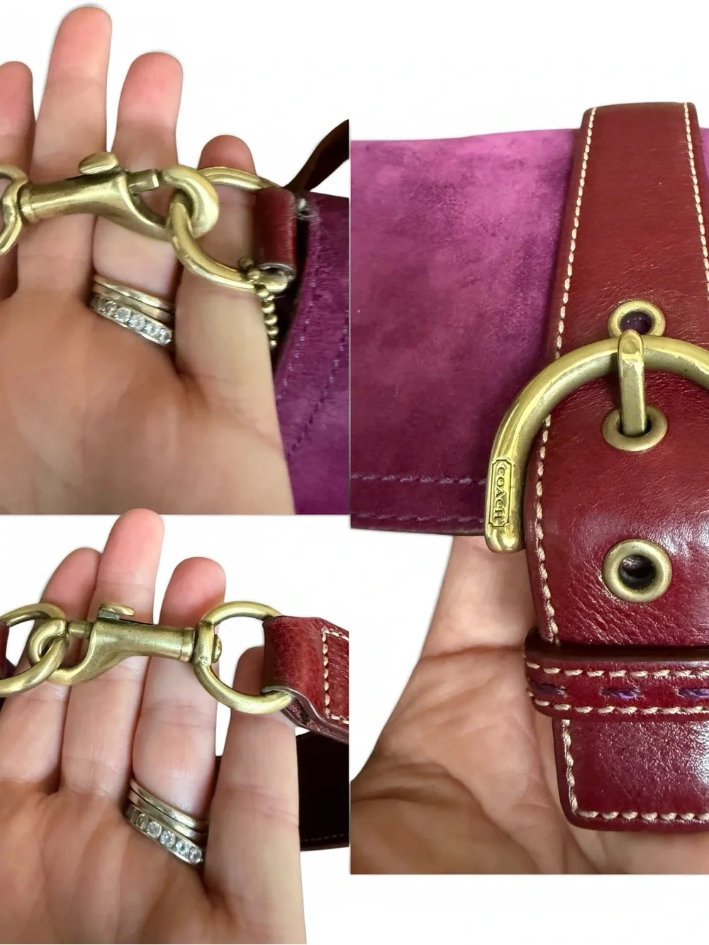 Vintage Coach Soho Plum Suede Buckle Flap Bag 2004-2005 Rare Y2K